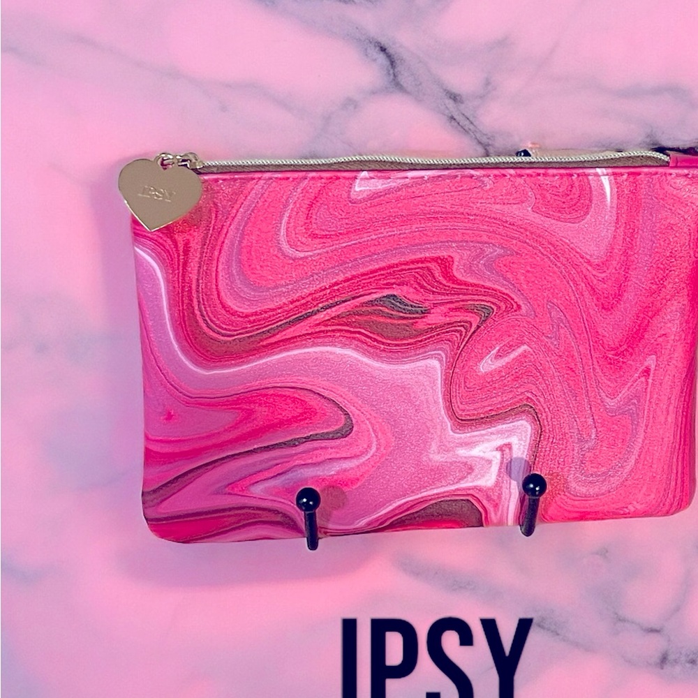 IPSY pink makeup bag with charm graphic self love is best love 7 x 4.5 in